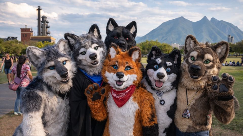 Imagen hecha con IA de therians en el Parque Fundidora