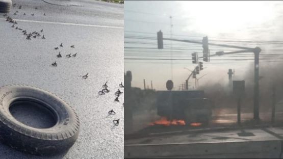 Reynosa amanece con bloqueos y poncha llantas en principales avenidas