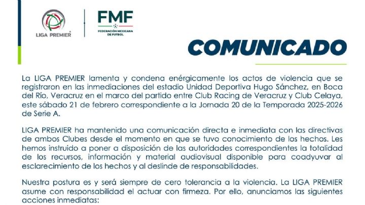 Liga Premier: Riña entre barras deja un muerto y seis heridos juego entre Racing Veracruz y Celaya