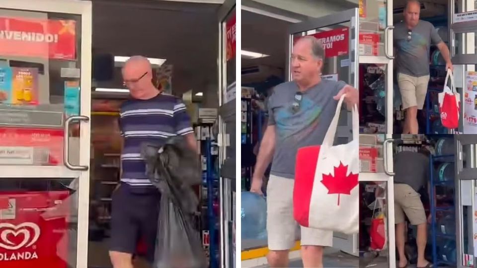 Los extranjeros sacaron varios productos de la tienda de conveniencia.