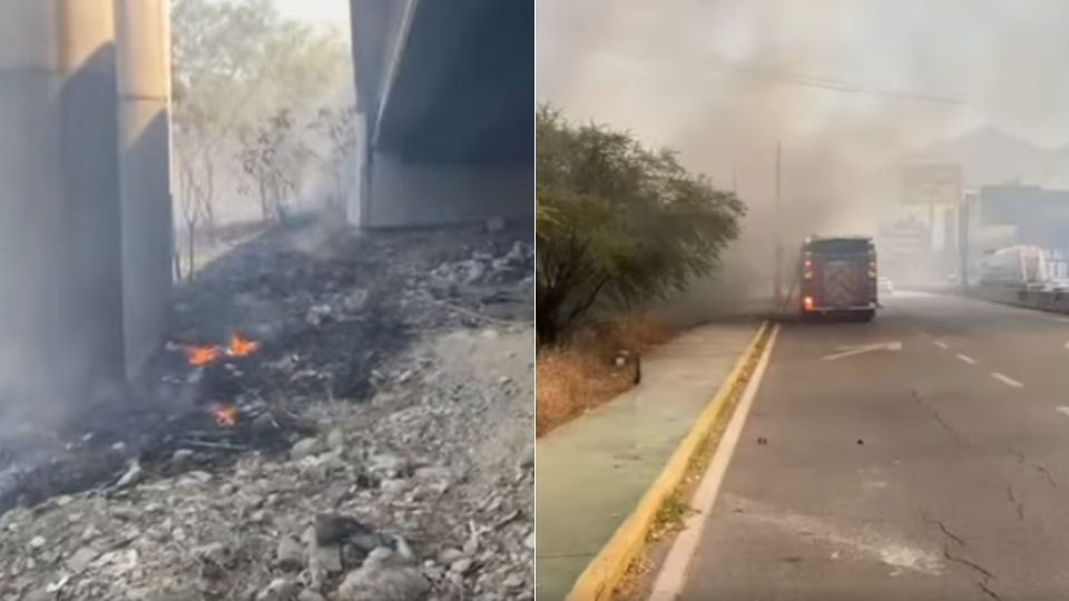 Un incendio se registra en el lecho del río Santa Catarina.