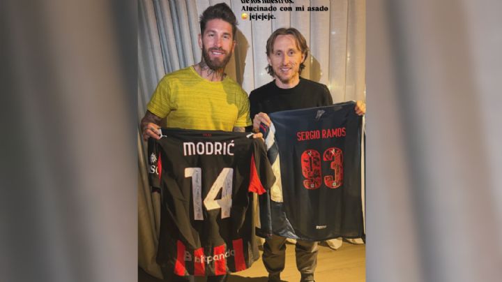 Sergio Ramos y Luka Modric intercambian camisetas de Rayados y de AC Milán