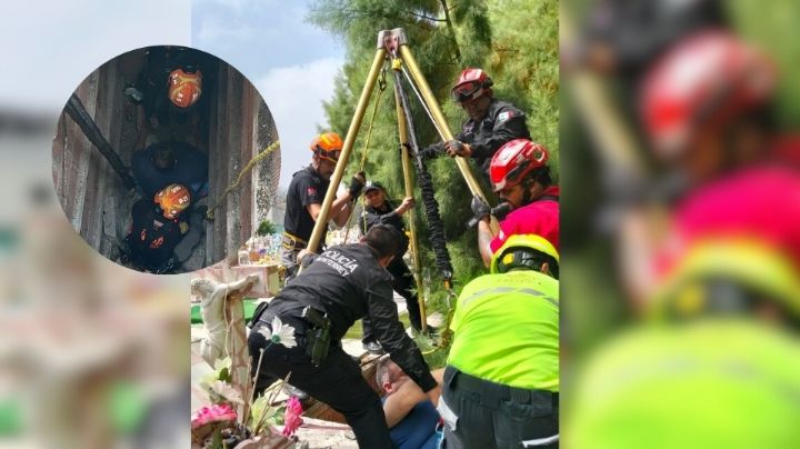 Hombre cae a tumba abierta en Panteón Jardín, en Monterrey