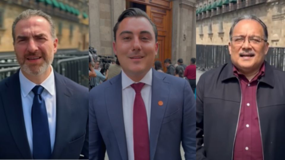 Adrián de la Garza, alcalde de Monterrey, Manuel Guerra, alcalde de García y Andrés Mijes, alcalde de Escobedo.