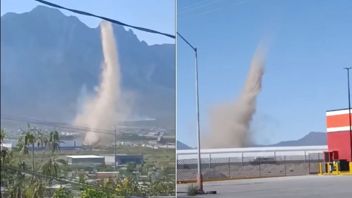 Fuertes vientos provocan torbellino en Escobedo | video