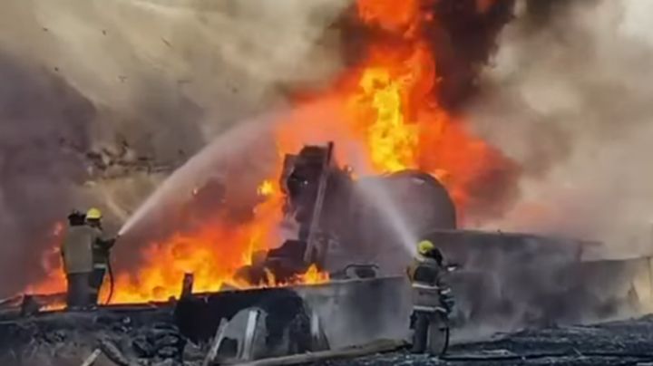 Cierran autopista Monterrey-Reynosa por incendio de pipa