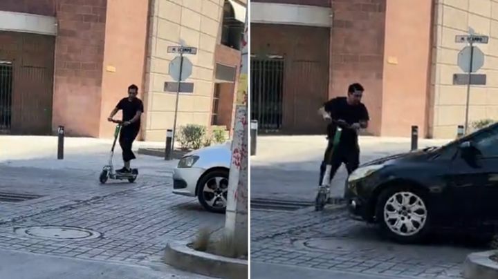Video: Joven en scooter se salva de ser atropellado en el Centro de Monterrey