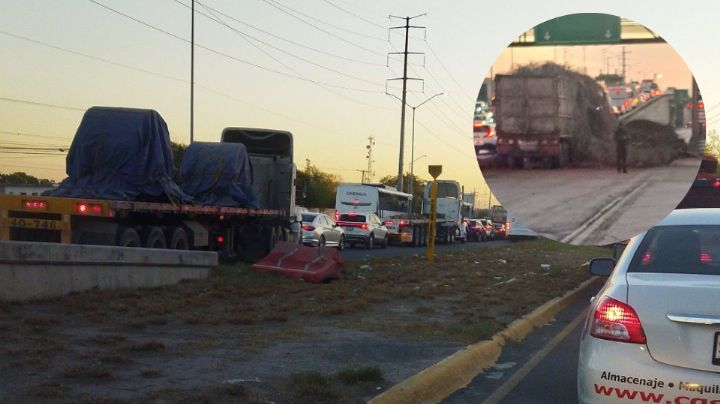 Caos en Miguel Alemán: Tráiler volcado tiene más de 10 horas bloqueando la avenida