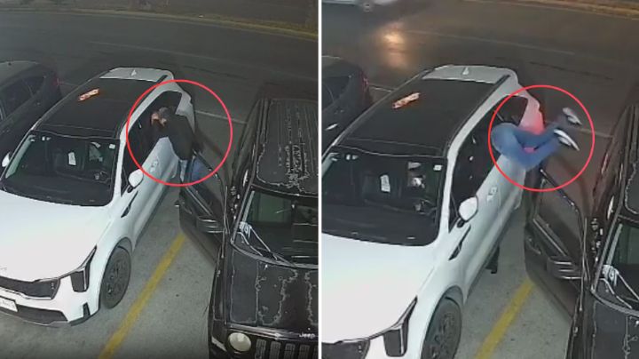 Hombre roba en segundos a camioneta afuera de restaurante en Cumbres, Monterrey