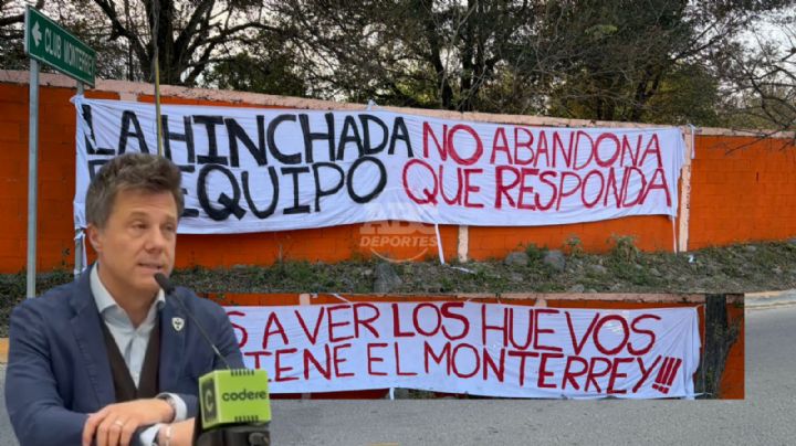 Afición de Rayados vuelve a poner mantas fuera de El Barrial tras el despido de Torrent