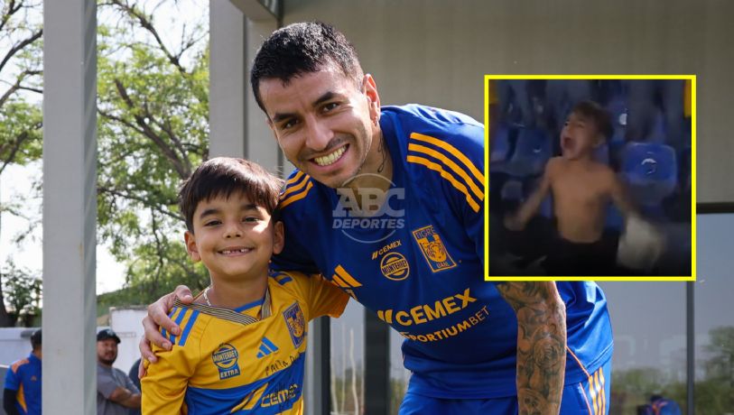Conoce “Davidcito” a sus ídolos de Tigres tras hacerse viral por su festejo