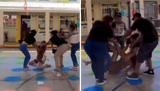 Madres de familia pelean durante festival de la primavera en kínder de Monterrey