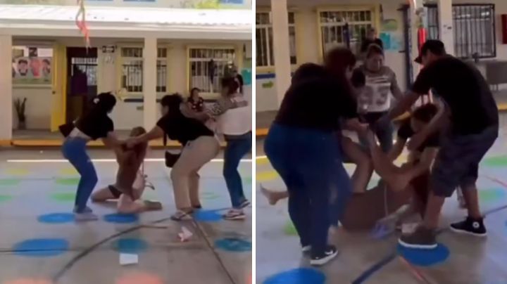 Madres de familia pelean durante festival de la primavera en kínder de Monterrey