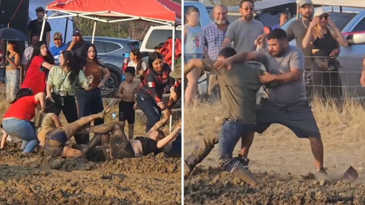 Captan riñas de mujeres y hombres durante carreras de lodo en Cadereyta