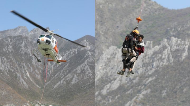 Joven queda atrapado en el cerro de La Silla; lo rescatan de forma aérea