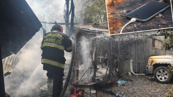 Dejan teléfono cargando y se incendia casa en Montemorelos