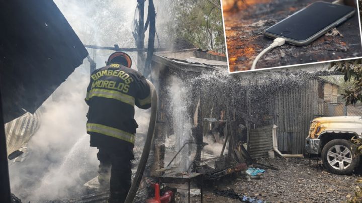 Dejan teléfono cargando y se incendia casa en Montemorelos