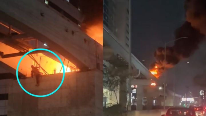 Captan a trabajador pidiendo ayuda durante incendio de luminaria en la Línea 6 del Metro