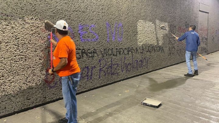 Borran pintas tras marcha del 8M en el centro de Monterrey