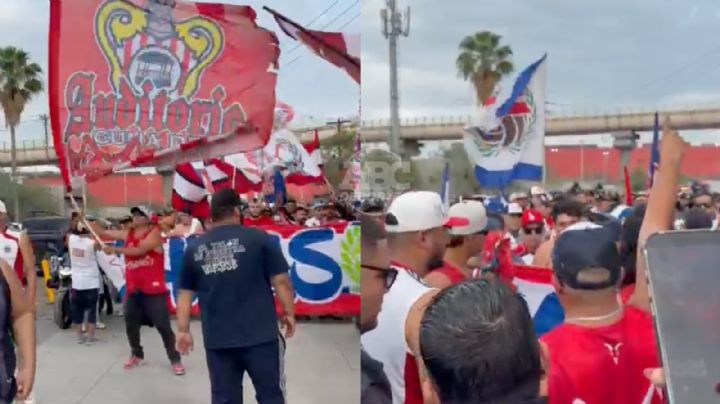Barra de Chivas llega con cánticos y bombos al Volcán previo al duelo ante Tigres
