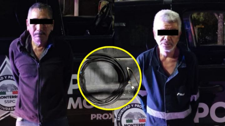 Detienen a 2 por robar 11 metros de cable de un registro telefónico en Cumbres, Monterrey