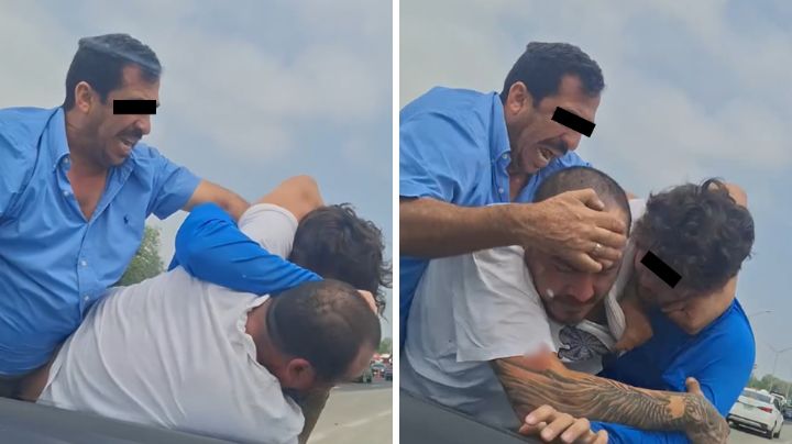 Video: Camioneros golpean a padre de familia durante caos en la Carretera Nacional