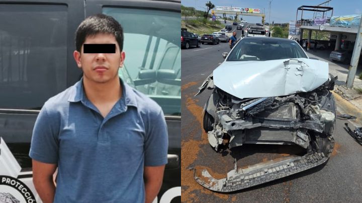Detienen a joven tras causar choque múltiple y arrojar bolsas de mariguana en Monterrey