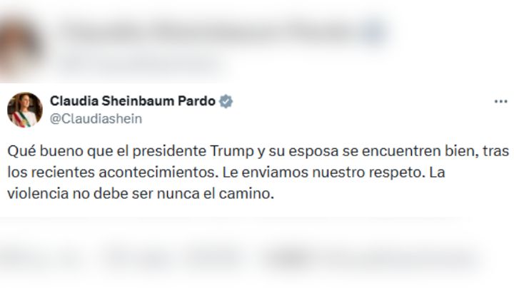 Sheinbaum envía mensaje a Trump tras desalojo por disparos en Washington