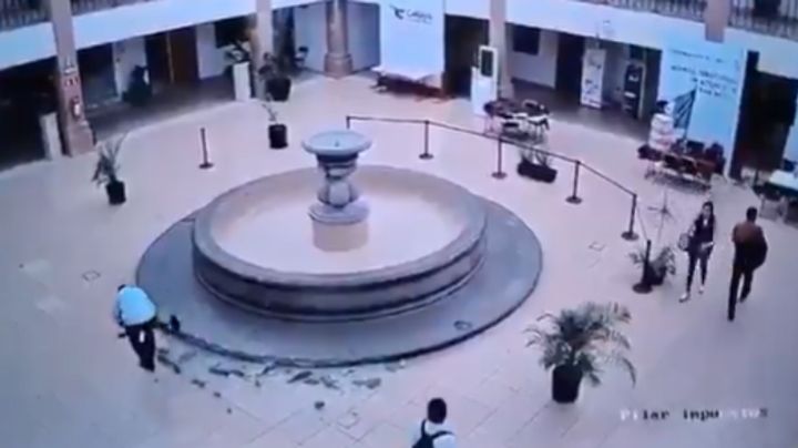 "Dios me envió a erradicar la corrupción": Sujeto destruye fuente de la Presidencia en Celaya