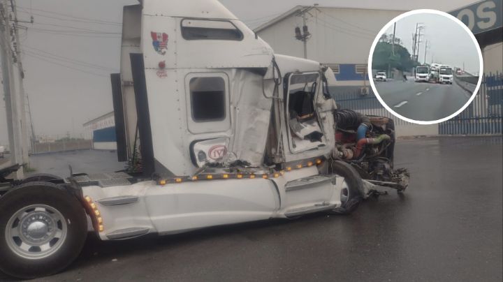 Captan choque de tráiler contra camión de personal en Apodaca; hay tres lesionados