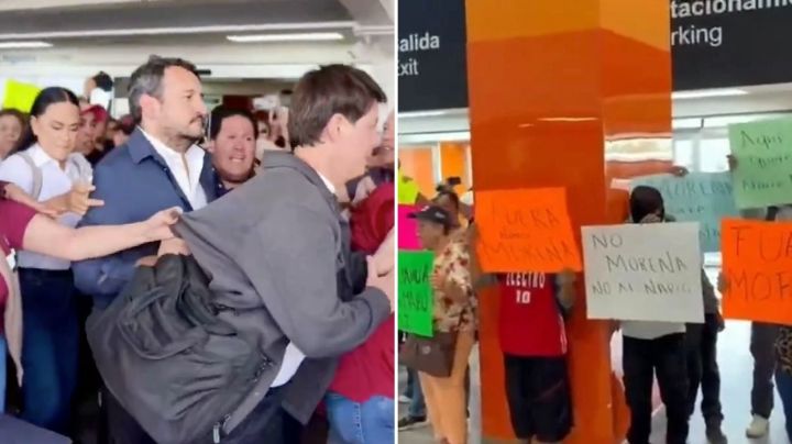 Reciben con gritos y rechazo a Andy López y Montiel en Chihuahua