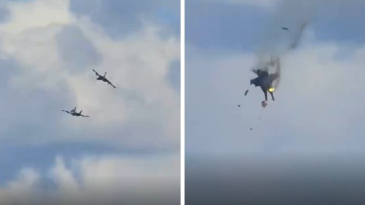 Video | Colisionan aviones de combate en show aéreo en Idaho