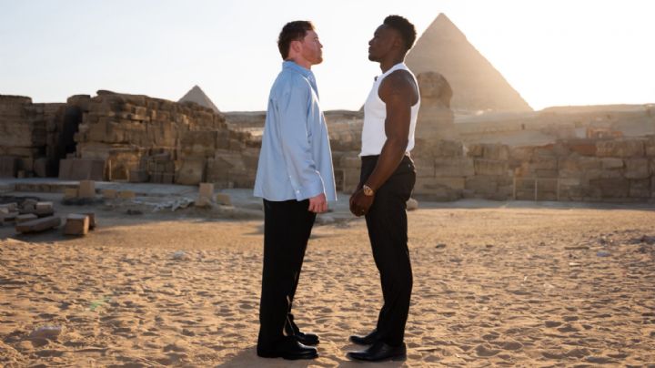 ‘Canelo’ Álvarez tiene su primer careo con Christian Mbilli en las pirámides de Giza