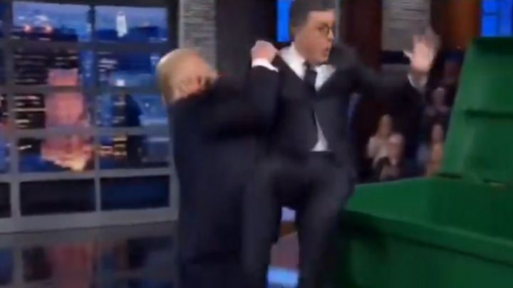Trump "tira" a la basura a Stephen Colbert; el video con IA desata polémica en redes