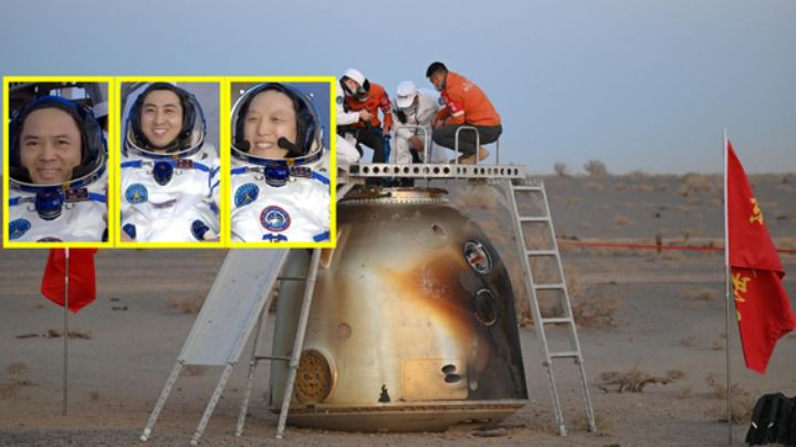 Taikonautas regresan a la Tierra tras 210 días en la estación espacial china