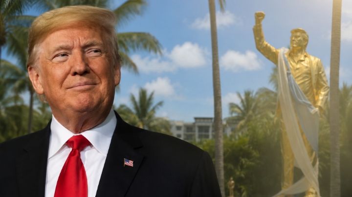 Inauguran estatua dorada de Trump en su club de golf