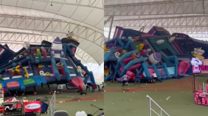 Fuertes ráfagas de viento elevan inflable en Torreón; hay 10 niños lesionados