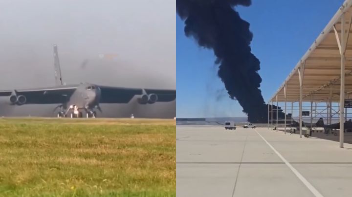 Bombardero B-52 se estrella tras despegar de una base militar en California