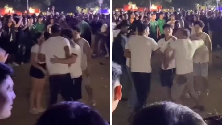 Captan pelea de jóvenes en el Fan Fest de Monterrey