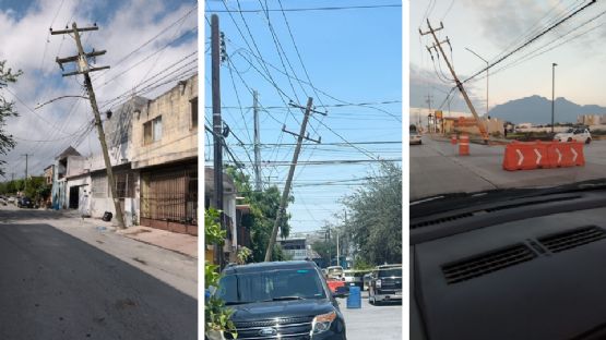 Vecinos denuncian postes dañados e inclinados en distintos municipios de NL