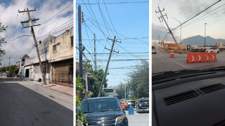 Vecinos denuncian postes dañados e inclinados en distintos municipios de NL
