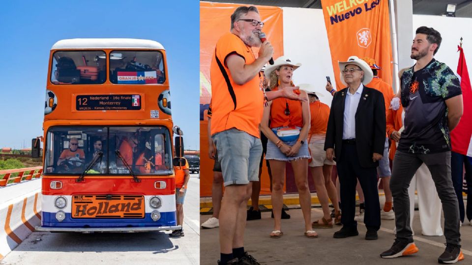 Samuel García encabezó la recepción del autobús neerlandés.