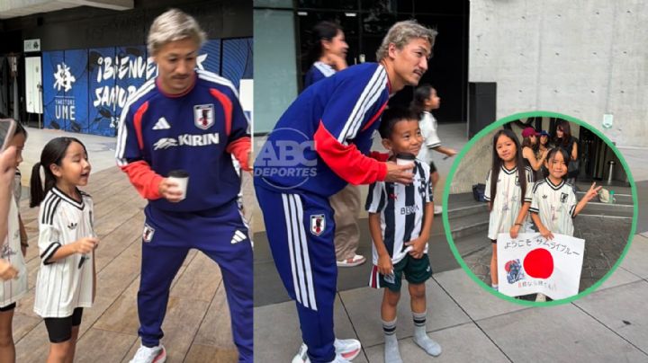 Daizen Maeda, jugador de Japón, se toma fotos con niños en Monterrey