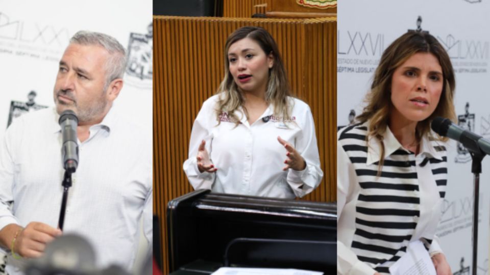 De izquierda a derecha, Javier Caballero, diputado del PRI, Anylú Bendición Hernández, diputada de Morena, Claudia Caballero, diputada del PAN.