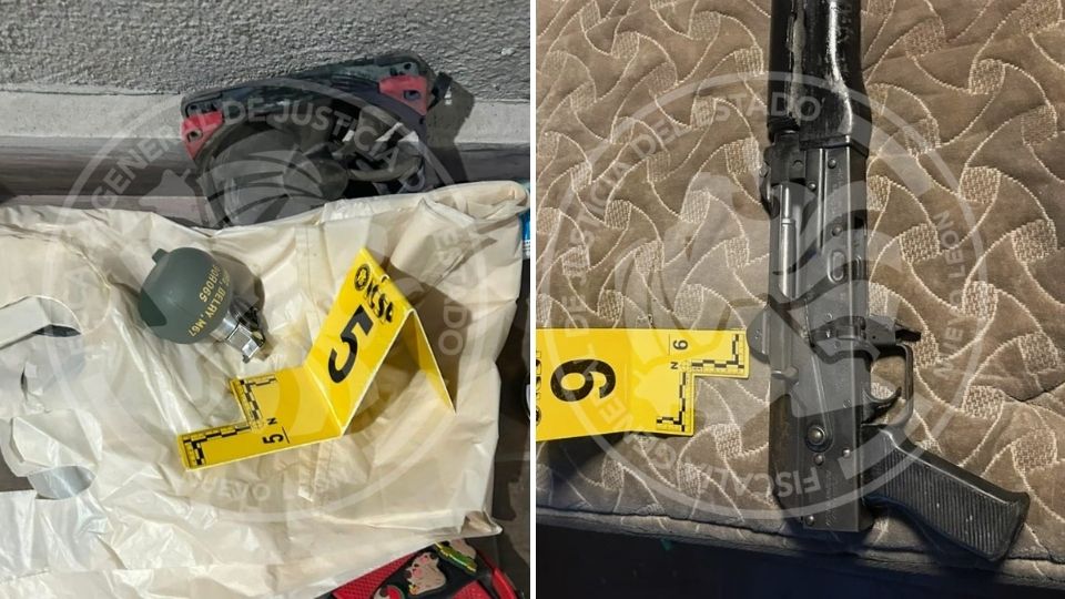 Aseguran arma y aparente explosivo en Santa Catarina