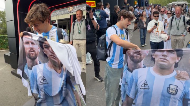 Franco Colapinto llega a Spa con bandera de Messi y Maradona antes de la Final del Mundial 2026