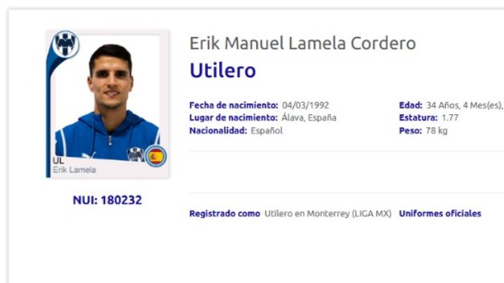¿Por qué Erik Lamela está registrado como utilero de Rayados?