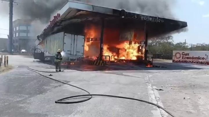 Se incendia camión en gasera de Apodaca; hay dos heridos