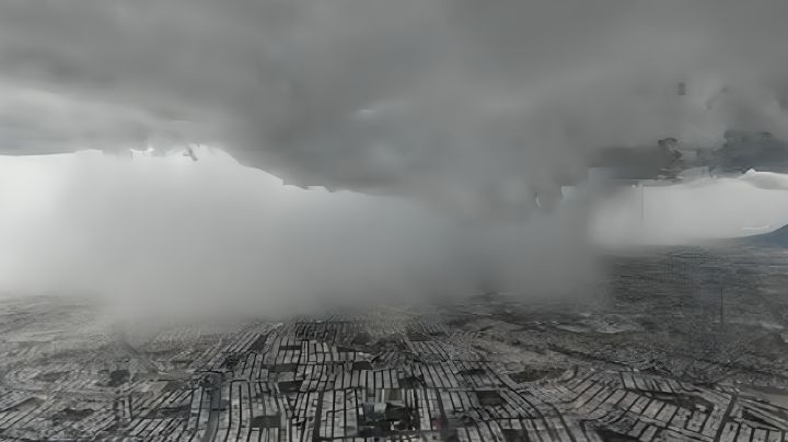 VIDEO: Así se vio la intensa cortina de lluvia que cubrió Monterrey captada por una webcam