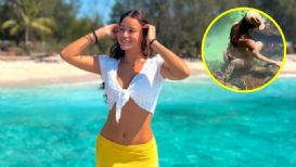 Tortuga muerde a modelo en un glúteo durante sus vacaciones